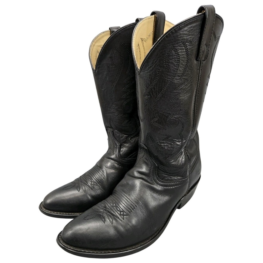 Smoky Mountain Mens Pull On Denver Cowboy Black Leather Boot Size 10 EE 4032